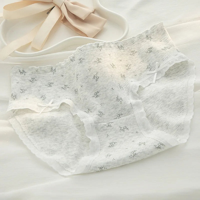 1/5pcs Women's Underwear Girls' Cute Comfort Briefs Fashion Floral Panties Med Waist Seamless Underpants Female Lingerie M-XL