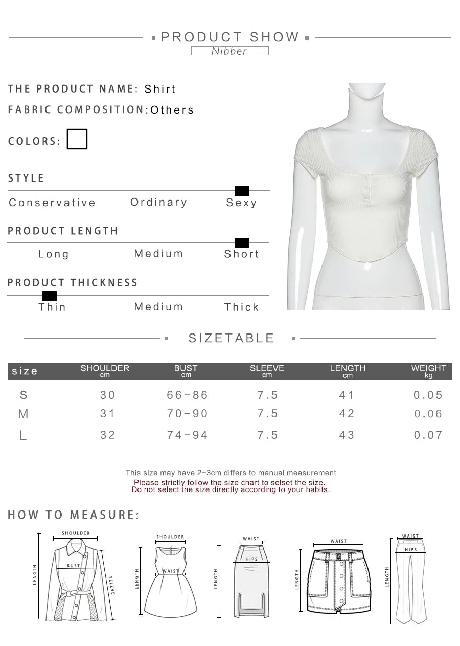 Nibber harajuku simple white slim fit soft woman tshirt croptop summer casual Basic streetwear female pure square collar tee top
