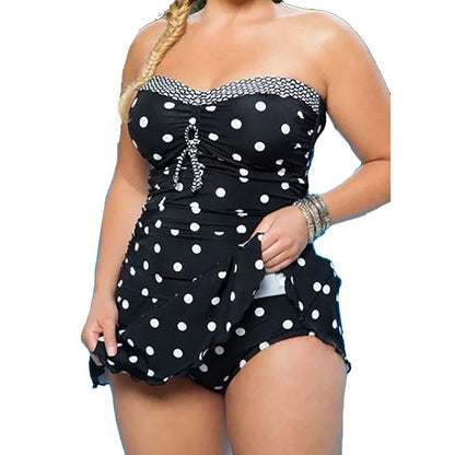Plus Size Two Piece Swimsuit Swim Skirt Polka Dot Swimwear Women Vintage Swimdress Plus Size Bathing Suit Swimwear Beach Wear