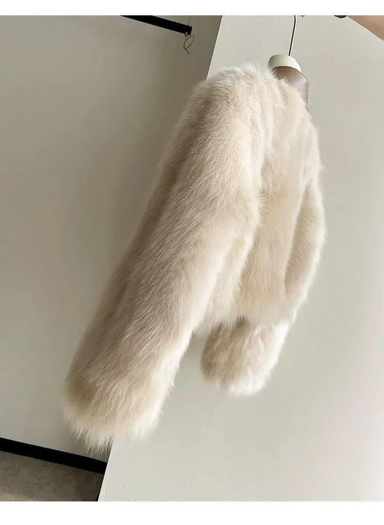Chic Polo Collar Loose Fur Coat Women Clothing Winter Coat Faux Fox Fur Plush Short Jackets Women Tops - Chrissy's Eye