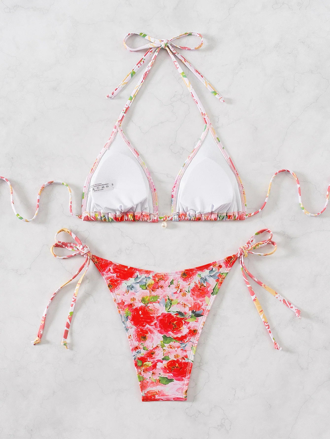 "2026 New Triangle Bikini Set - Floral Print Push Up Swimsuit & Brazilian Bottoms"