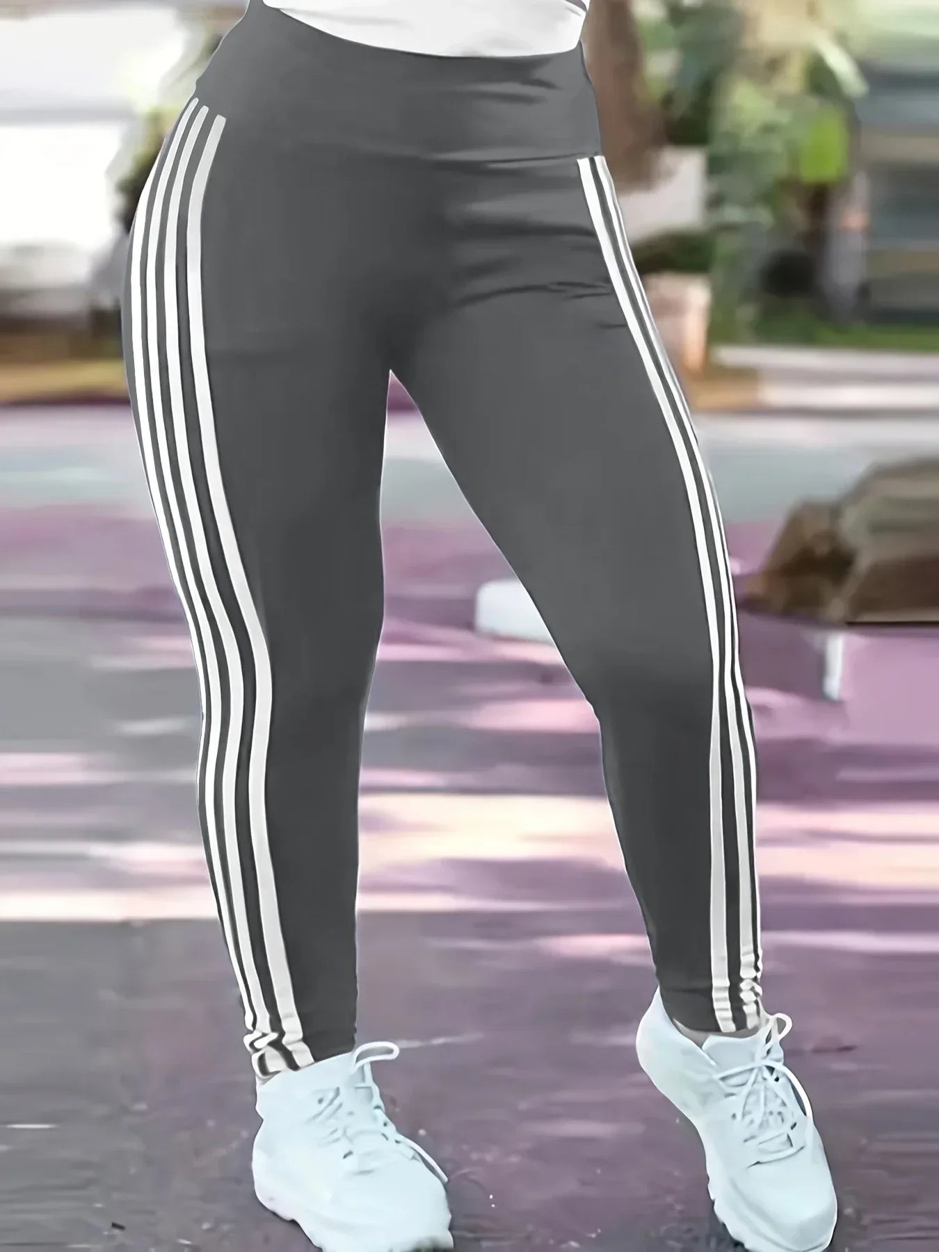 Plus Size 1XL-5XL Women Fashion Striped Leggings by Chrissy'seye