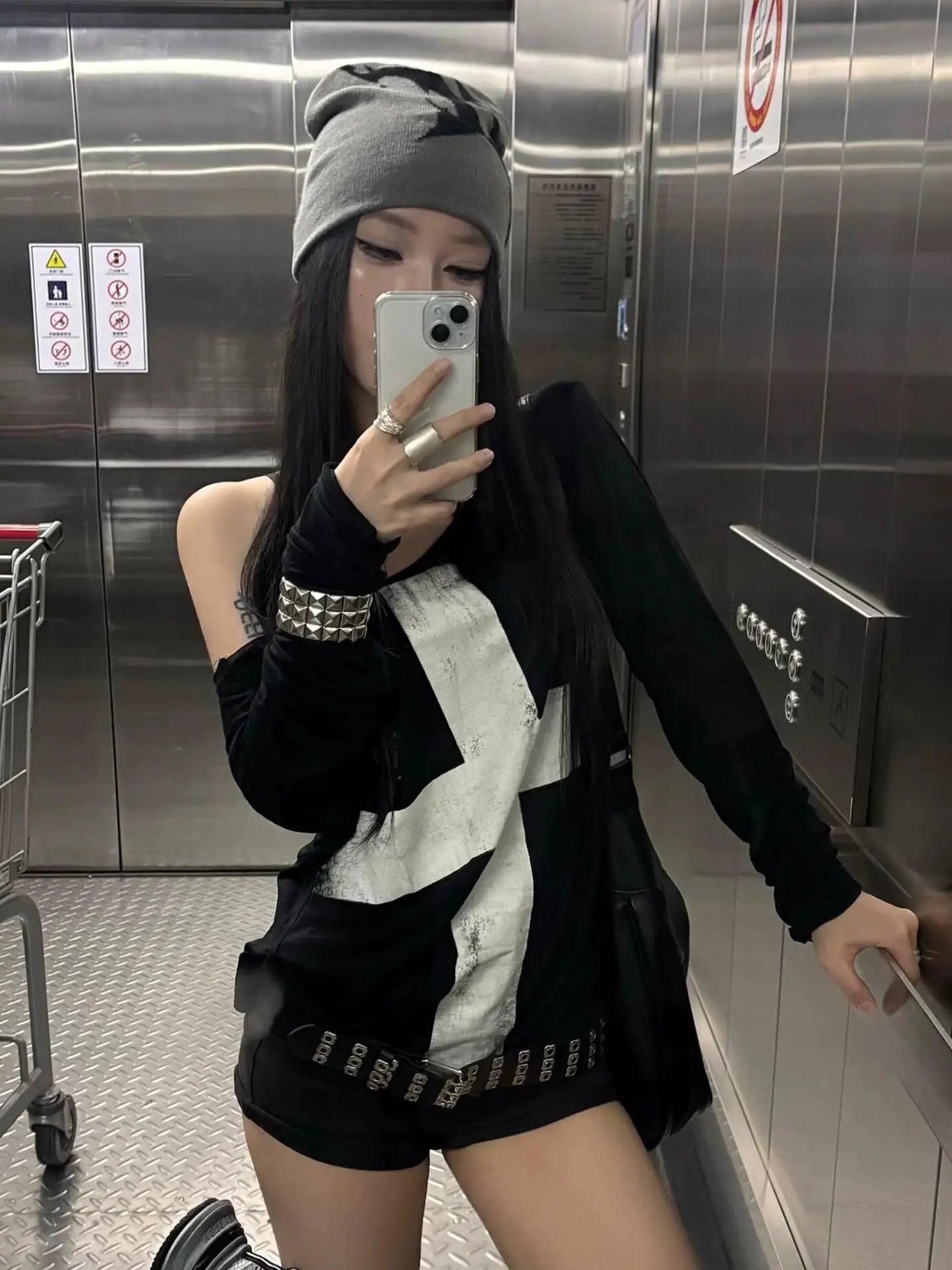 Print Cross T- Shirts Woman Long Sleeve Black Spring Top by Chrissy'seye