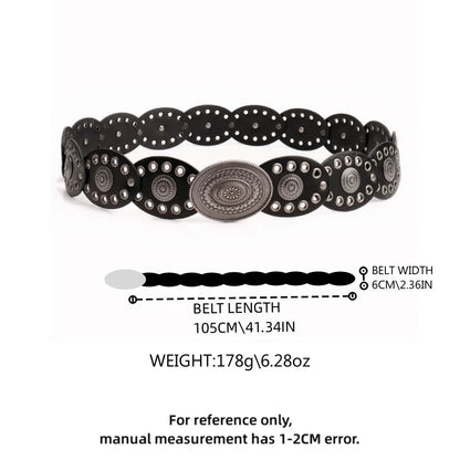 1pc Vintage Style Women'S Faux PU Belt with Oval Rivet Buckle Waistband Vintage Personalized Belts