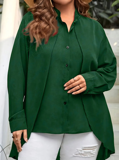 Women's oversized woven solid color spring/summer casual shirt