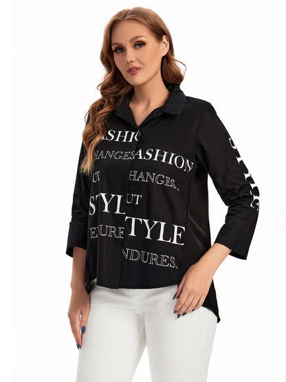 Women Plus Size Woven Spring And Summer Fashionable Shirt