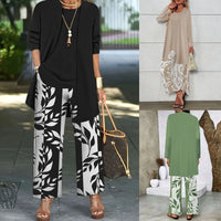 Plus-size floral print fashion casual coat, vests, pants, and three-piece set by Chrissy'seye