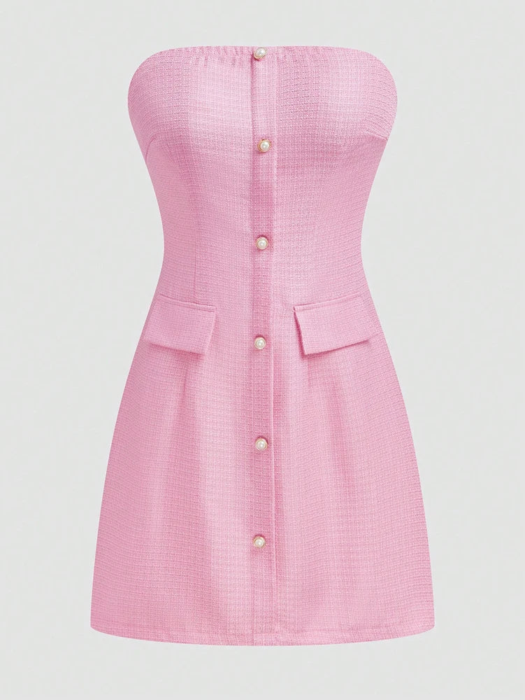 Plus Size Women's 2025 Spring Summer New Sweetheart Tunic Dress Pure Colour Pocket mini Short Dresses