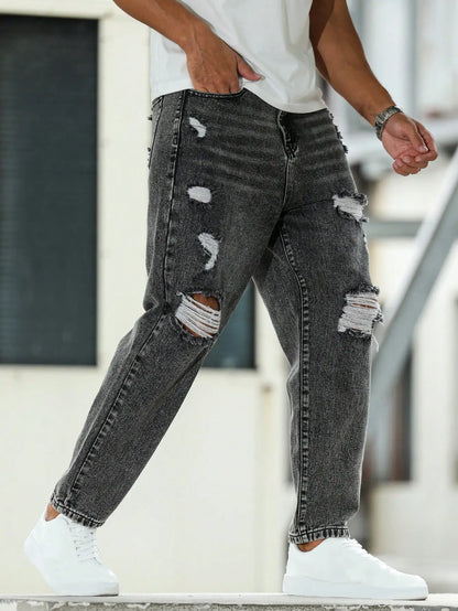 Men's Ripped Jeans for Dark Gray Street Style. Casual trend. by ChrissysEye