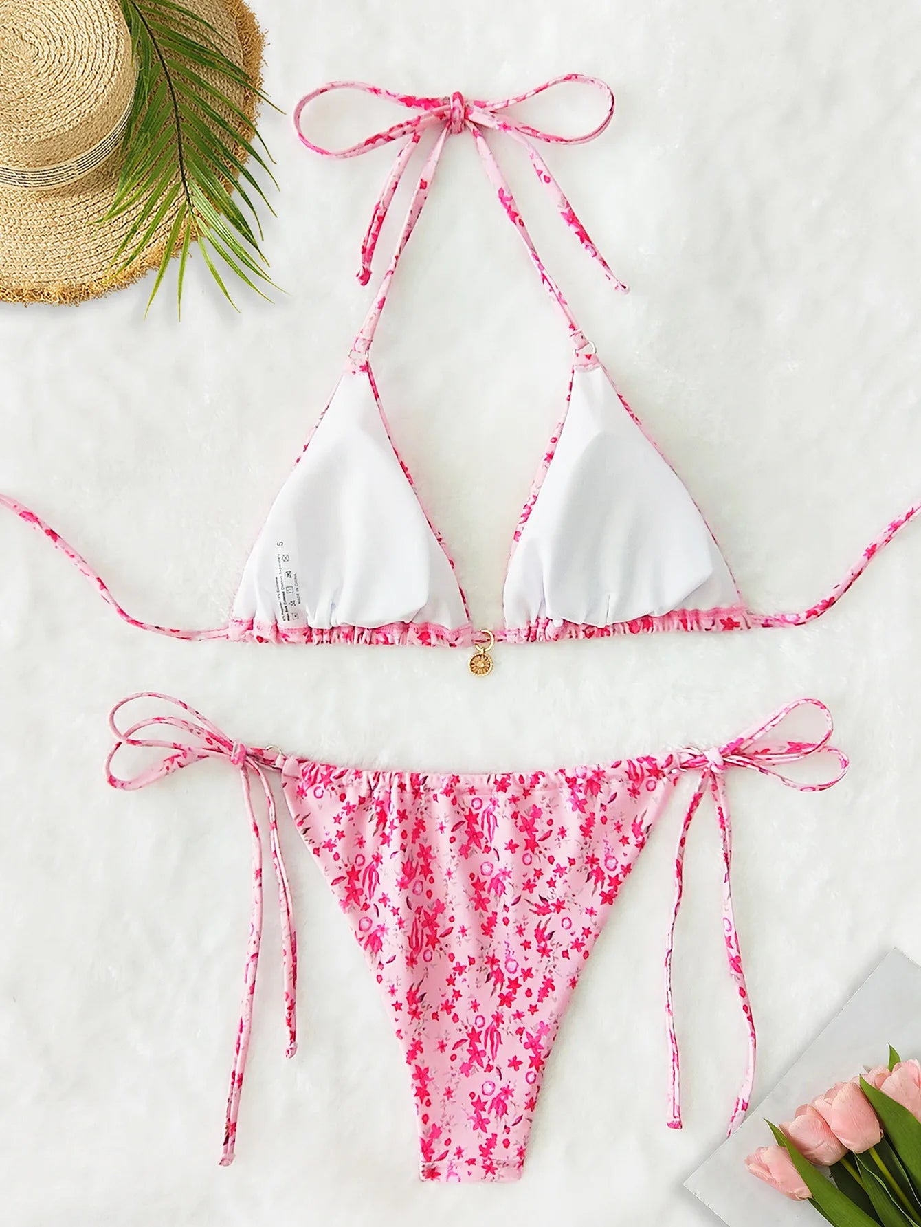"2026 New Triangle Bikini Set - Floral Print Push Up Swimsuit & Brazilian Bottoms"
