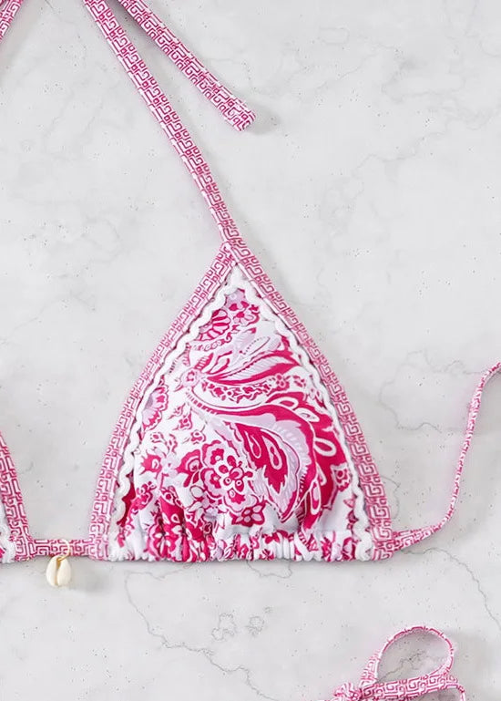 "2026 New Triangle Bikini Set - Floral Print Push Up Swimsuit & Brazilian Bottoms"