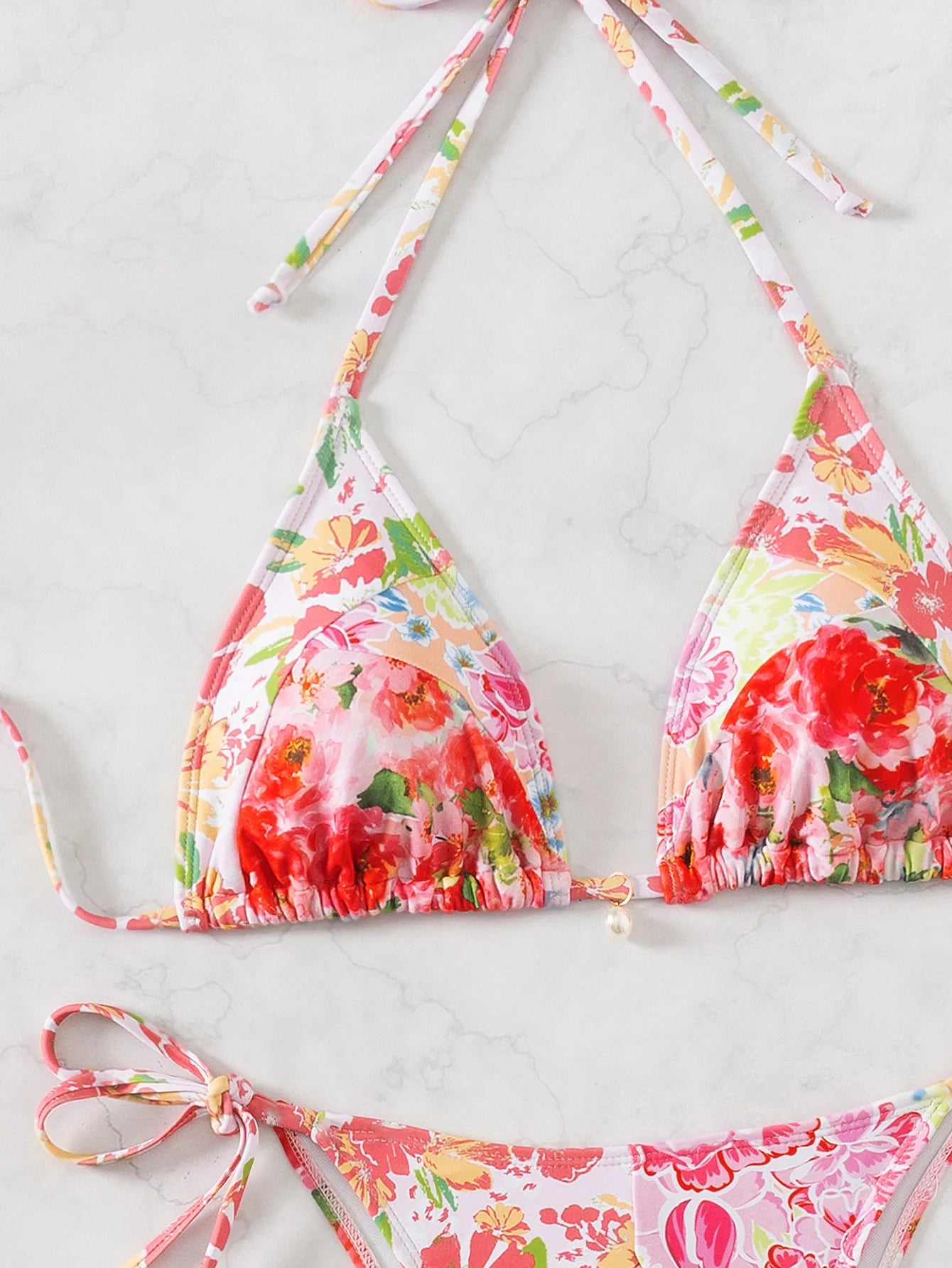 "2026 New Triangle Bikini Set - Floral Print Push Up Swimsuit & Brazilian Bottoms"