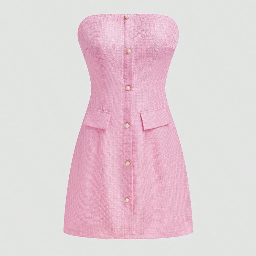 Plus Size Women's 2025 Spring Summer New Sweetheart Tunic Dress Pure Colour Pocket mini Short Dresses
