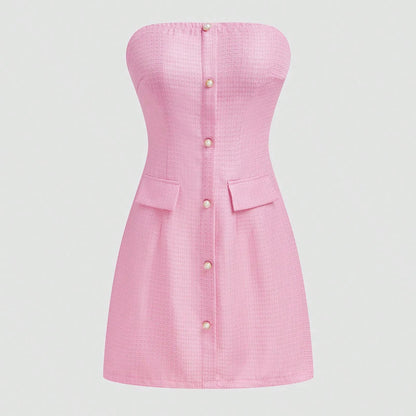 Plus Size Women's 2025 Spring Summer New Sweetheart Tunic Dress Pure Colour Pocket mini Short Dresses
