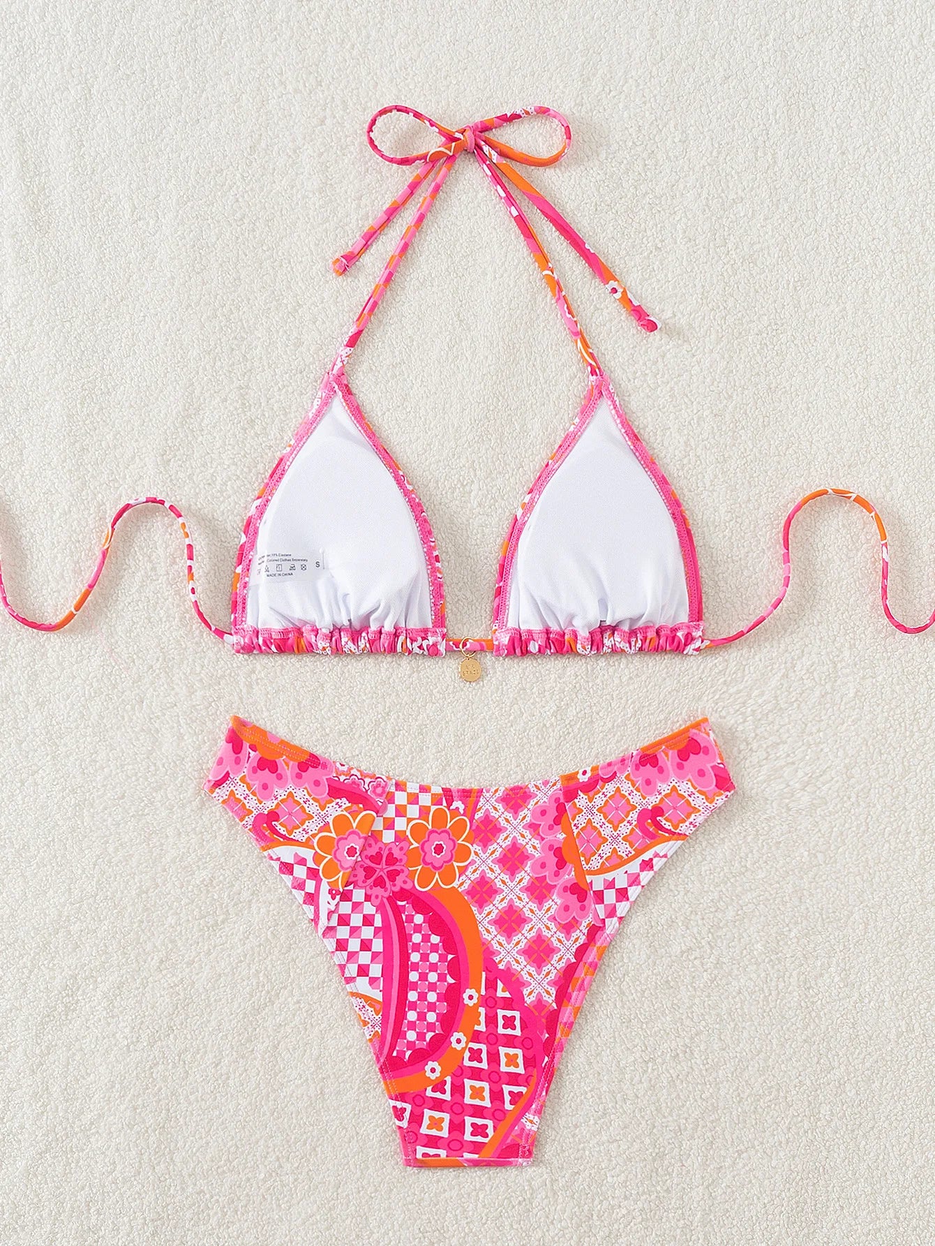 "2026 New Triangle Bikini Set - Floral Print Push Up Swimsuit & Brazilian Bottoms"