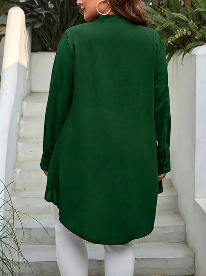 Women's oversized woven solid color spring/summer casual shirt