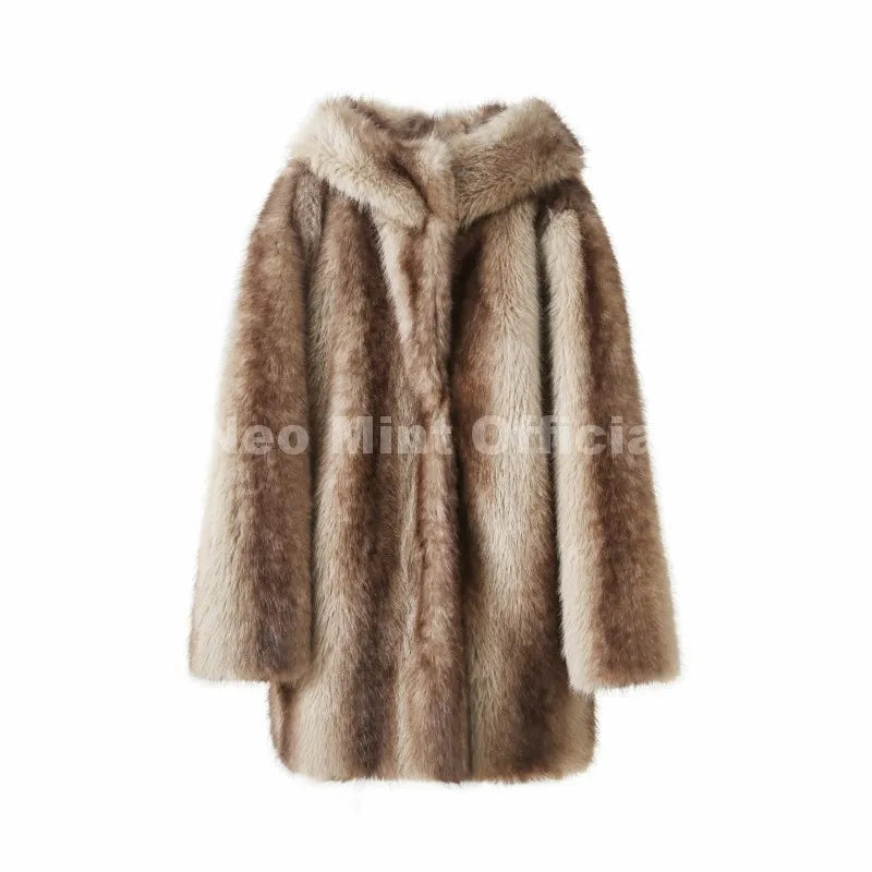 Women's Faux Fur hooded Coat Slavic Style Long Overcoat by ChrissysEye