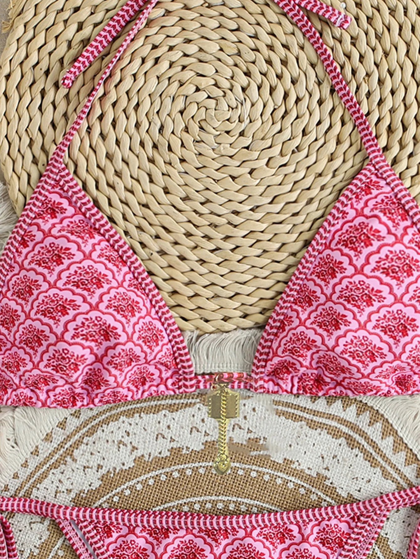 "2026 New Triangle Bikini Set - Floral Print Push Up Swimsuit & Brazilian Bottoms"