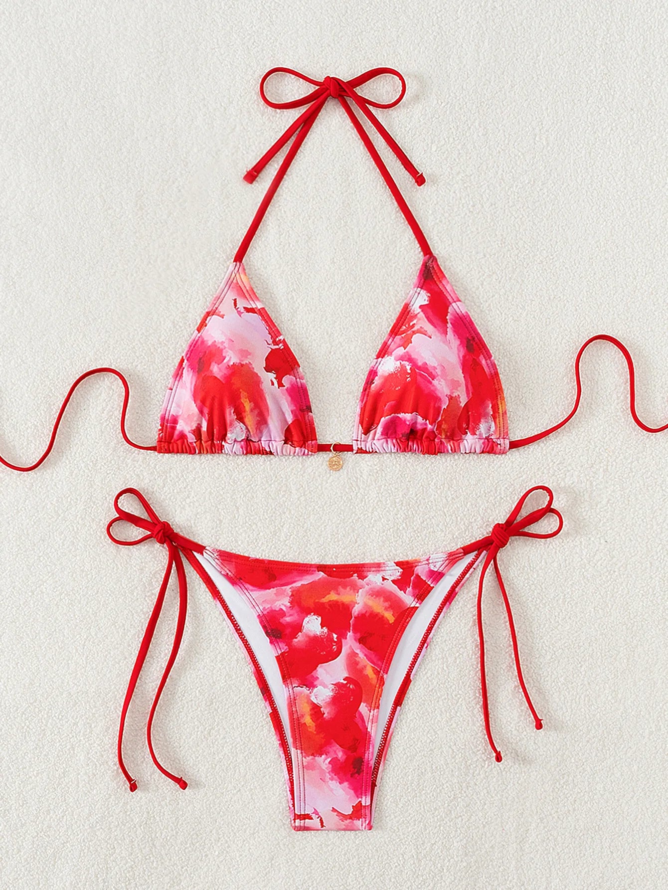 "2026 New Triangle Bikini Set - Floral Print Push Up Swimsuit & Brazilian Bottoms"