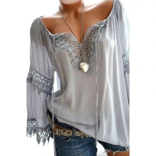 Women's Lace Stitching Poly Fabric blouse by ChrissysEye