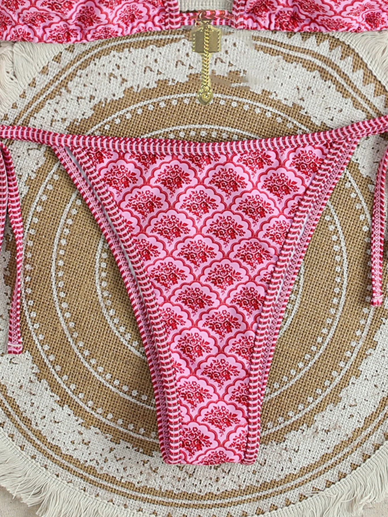 "2026 New Triangle Bikini Set - Floral Print Push Up Swimsuit & Brazilian Bottoms"