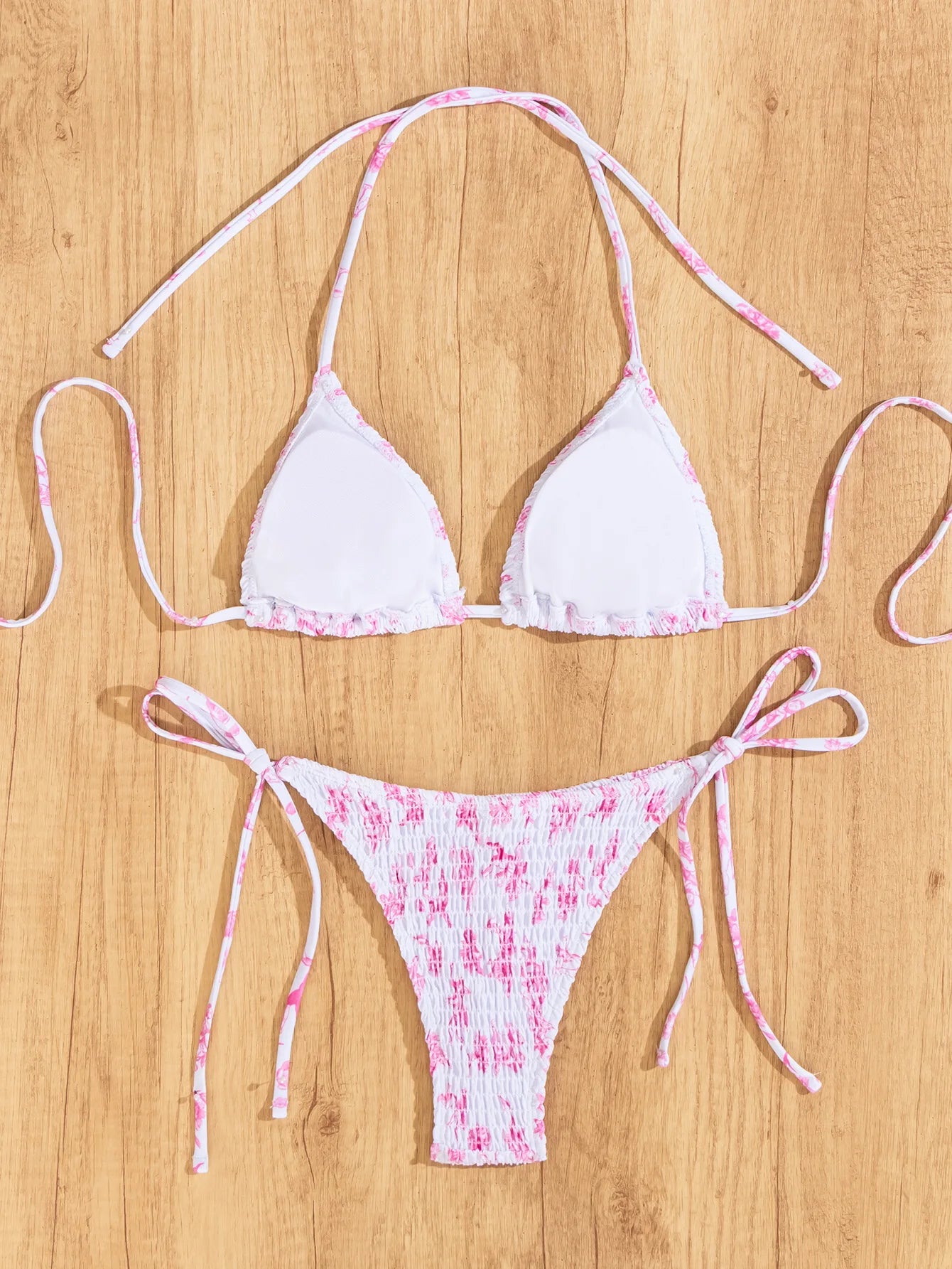 "2026 New Triangle Bikini Set - Floral Print Push Up Swimsuit & Brazilian Bottoms"