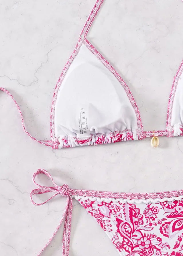 "2026 New Triangle Bikini Set - Floral Print Push Up Swimsuit & Brazilian Bottoms"