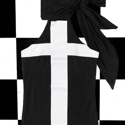 New cross printing slim slim short suspender spice girl wearing one cup bottoming coat