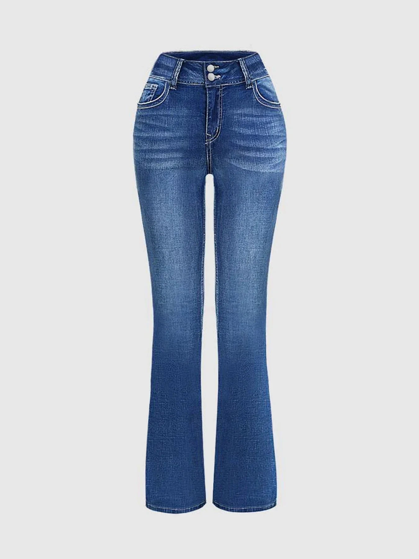 plus Size High Waist Bell Bottom Jeans Women's Western Cowboy Style Embroidered Horse Hoof Slimming Curve-Fit Jeans - Chrissy's Eye