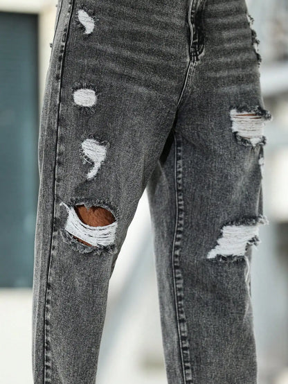 Men's Ripped Jeans for Dark Gray Street Style. Casual trend. by ChrissysEye