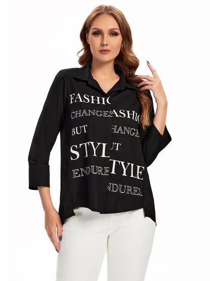 Women Plus Size Woven Spring And Summer Fashionable Shirt