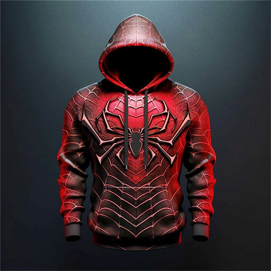 Men's 3D Print Spider Pattern Hoodie