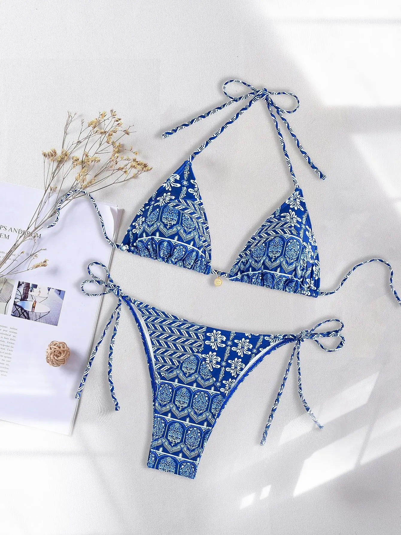 "2026 New Triangle Bikini Set - Floral Print Push Up Swimsuit & Brazilian Bottoms"