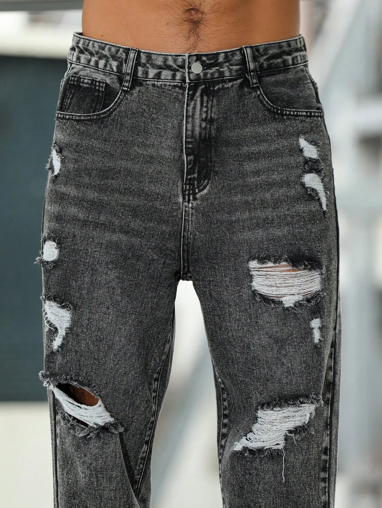 Men's Ripped Jeans for Dark Gray Street Style. Casual trend. by ChrissysEye