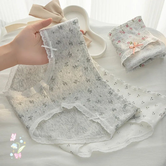 1/5pcs  Women's Underwear Girls' Cute Comfort Briefs Fashion Floral Panties Med Waist Seamless Underpants Female Lingerie M-XL