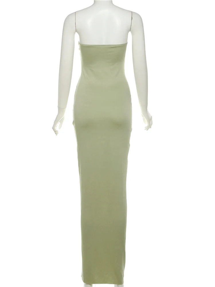 Nibber Elegant Strapless Dress Women Classic Patchwork Ribbon Ruched Sexy Birthday Party Skinny Stretch Chic Clubwear Vestidos