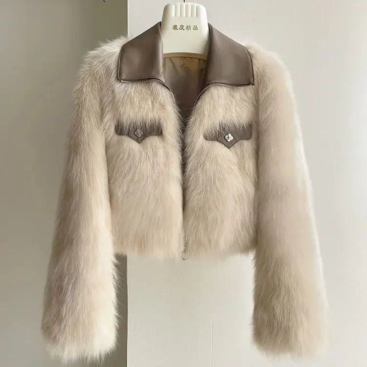 Chic Polo Collar Loose Fur Coat Women Clothing Winter Coat Faux Fox Fur Plush Short Jackets Women Tops - Chrissy's Eye