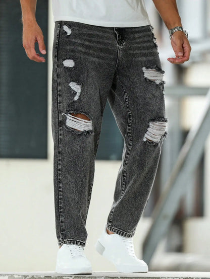 Men's Ripped Jeans for Dark Gray Street Style. Casual trend. by ChrissysEye