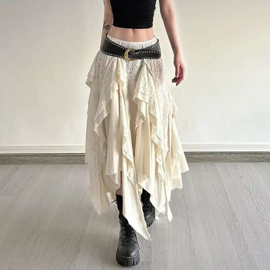 Half Skirt With American Design Sense  Mid To Long Style,