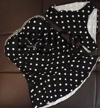 Plus Size Two Piece Swimsuit Swim Skirt Polka Dot Swimwear Women Vintage Swimdress Plus Size Bathing Suit Swimwear Beach Wear