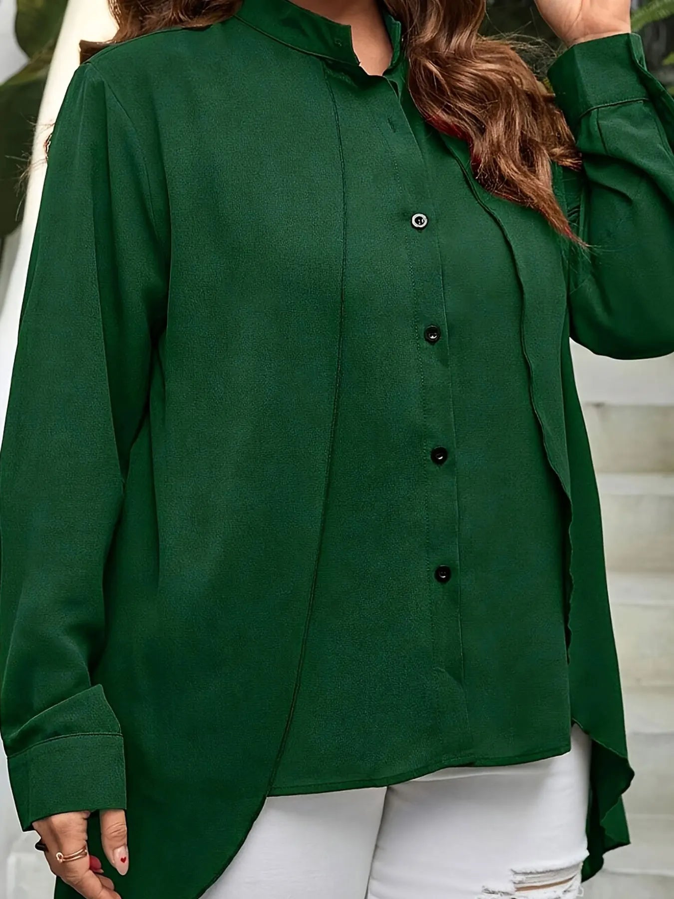 Women's oversized woven solid color spring/summer casual shirt