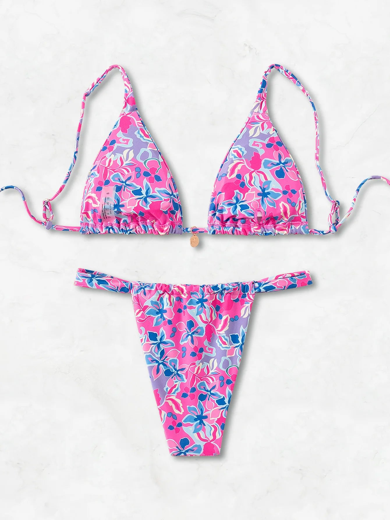 "2026 New Triangle Bikini Set - Floral Print Push Up Swimsuit & Brazilian Bottoms"