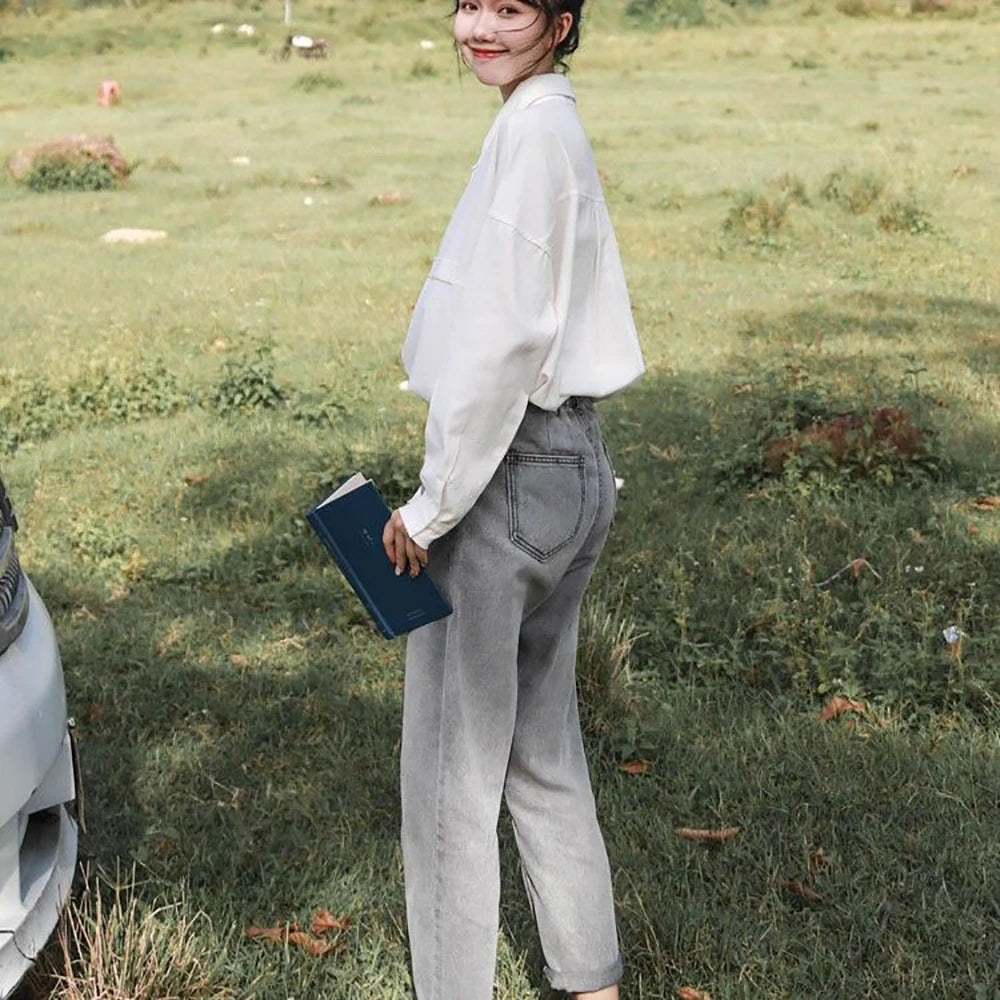 100% Cotton Oversized White Shirt Women Korean Long sleeve Basic Blouse Female Loose Casual Tops Button up Lady Tunic