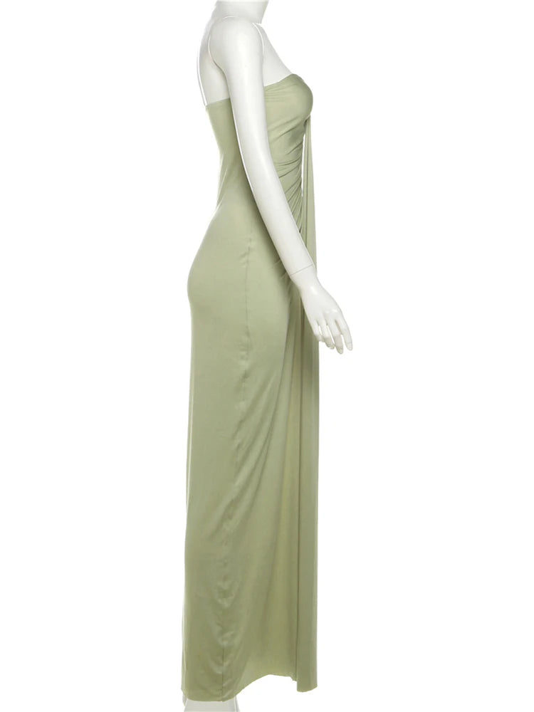 Nibber Elegant Strapless Dress Women Classic Patchwork Ribbon Ruched Sexy Birthday Party Skinny Stretch Chic Clubwear Vestidos